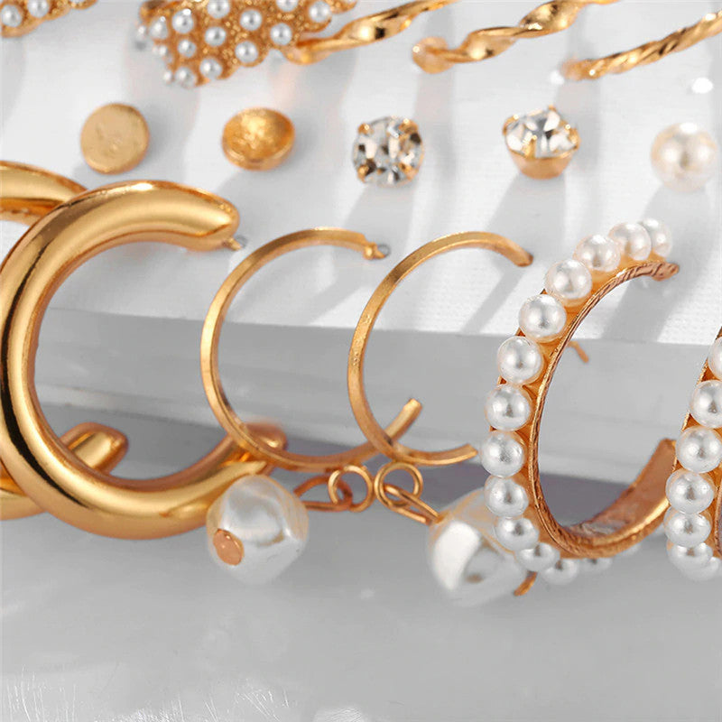 AD and Pearl Gold Plated Jewellery Earrings Combo For Women - MySmartBazaar