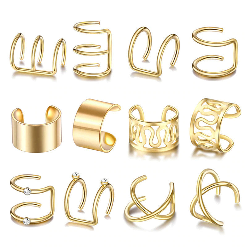 Gold Plated Ear cuffs Combo of 6 For Women - MySmartBazaar