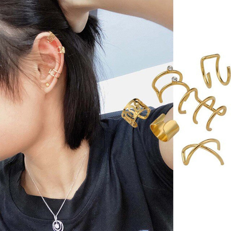 Gold Plated Ear cuffs Combo of 6 For Women - MySmartBazaar