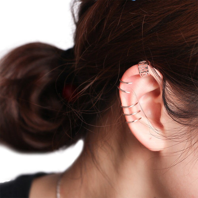 Silver Plated Ear cuffs Combo of 6 For Women - MySmartBazaar