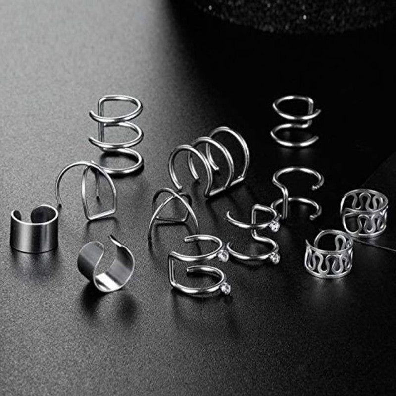 Silver Plated Ear cuffs Combo of 6 For Women - MySmartBazaar