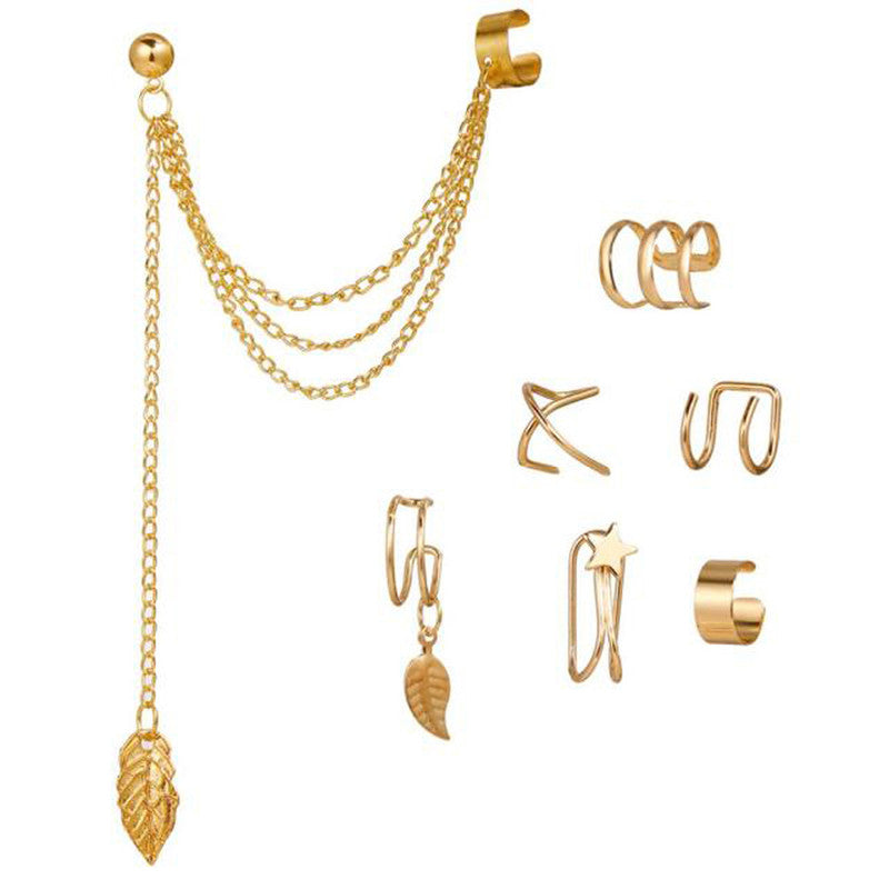 Gold Plated Ear cuffs Combo of 7 For Women - MySmartBazaar