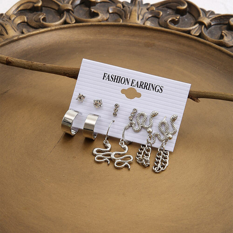 Silver-Plated Drop Earrings Combo of 6 For Women - MySmartBazaar