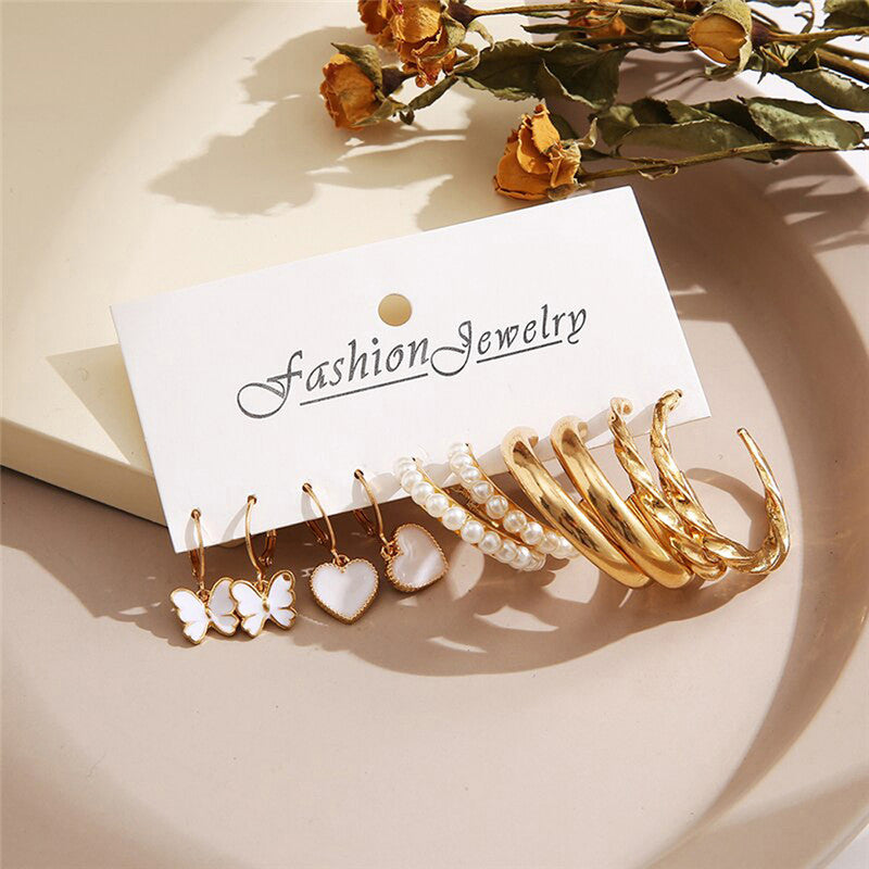 Gold-Plated Hoop Earrings Combo of 5 For Women - MySmartBazaar