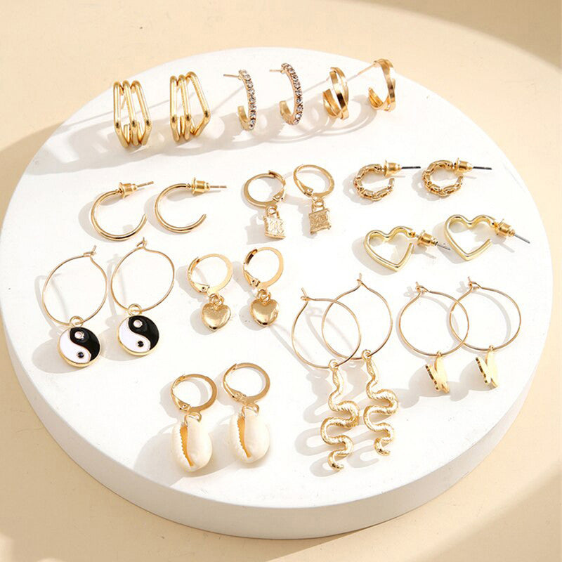 Gold Plated Drop Trending Earrings Combo of 12 For Women - MySmartBazaar