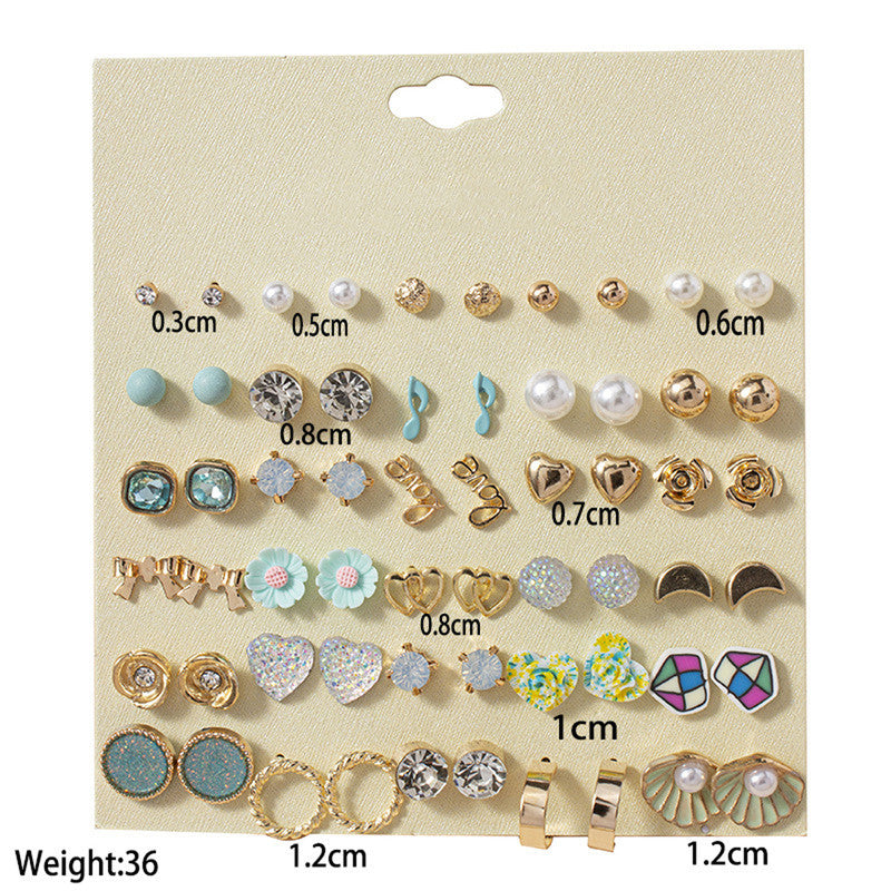 Gold Plated Multicolour Studs Quirky Earrings Combo of 30 For Women - MySmartBazaar