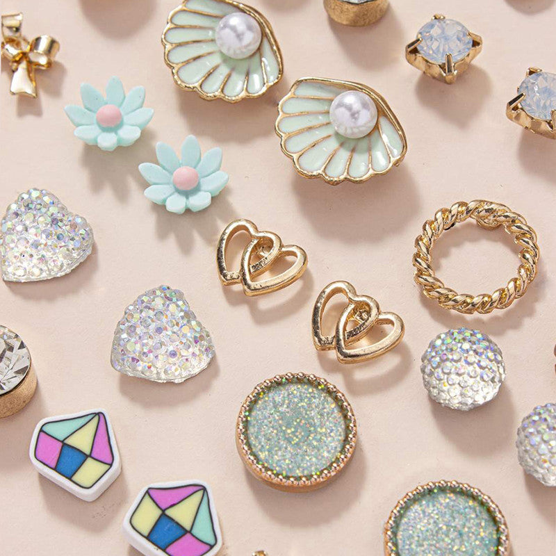 Gold Plated Multicolour Studs Quirky Earrings Combo of 30 For Women - MySmartBazaar