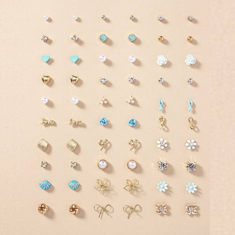 Gold Plated Multicolour Studs Quirky Earrings Combo of 30 For Women - MySmartBazaar