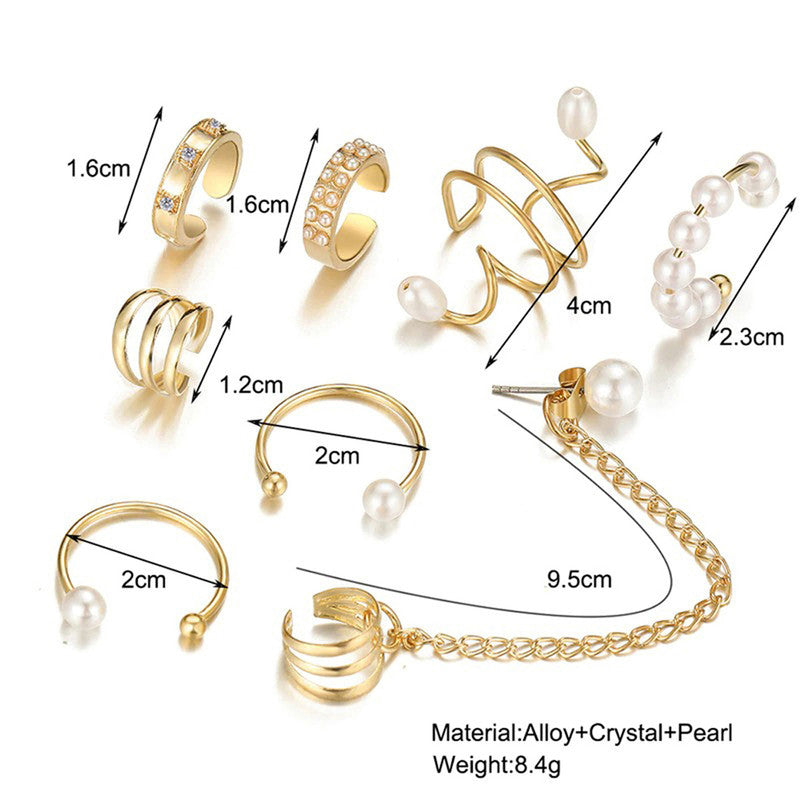Gold Plated Contemporary Ear cuffs Set of 8 For Women - MySmartBazaar