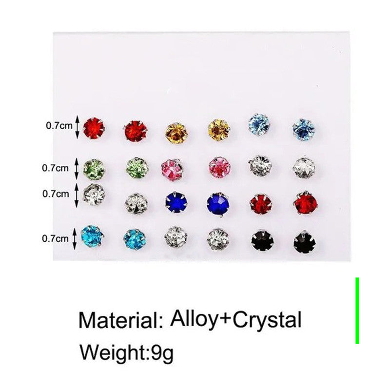 Silver Plated Multicolour Studs of 12 Pair For Women - MySmartBazaar