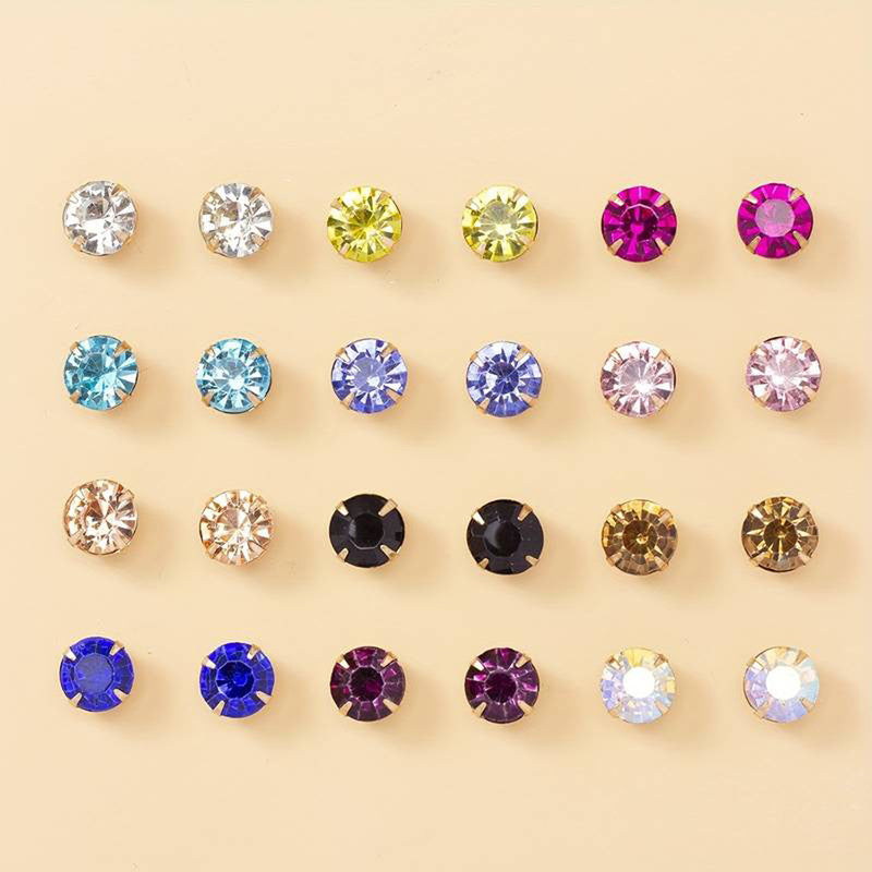 Gold Plated Multicolour Studs of 12 Pair For Women - MySmartBazaar