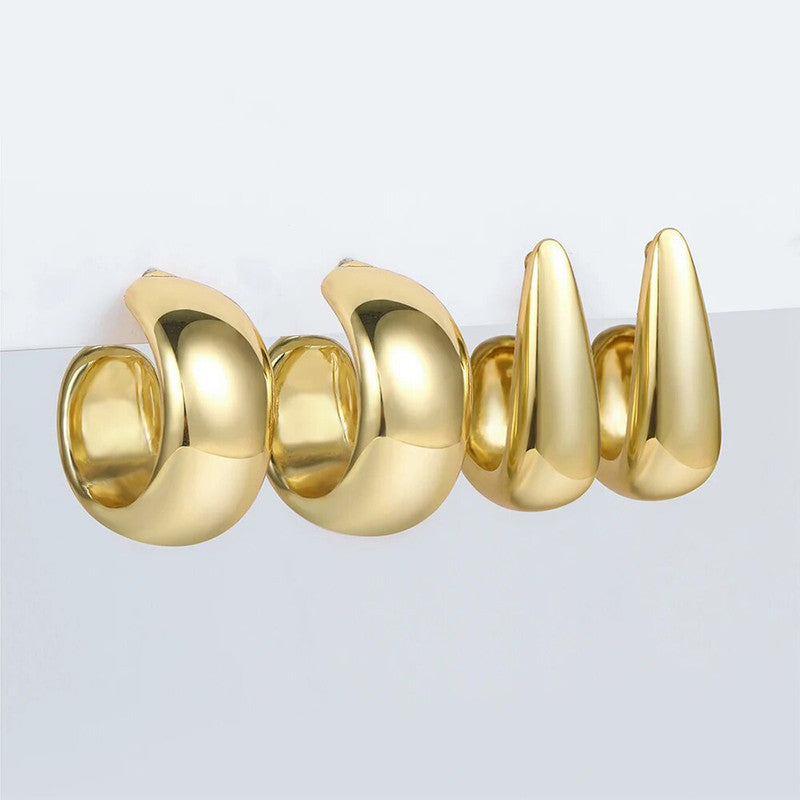 Gold Plated Contemporary Pack of 2 Hoop Earrings Combo For Women - MySmartBazaar