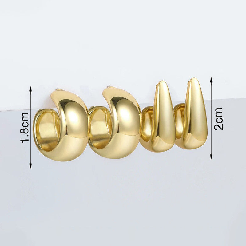 Gold Plated Contemporary Pack of 2 Hoop Earrings Combo For Women - MySmartBazaar