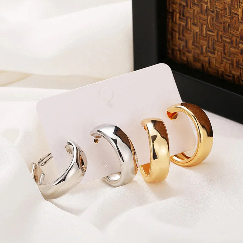 Gold & Silver Plated Contemporary Hoop Earrings - MySmartBazaar