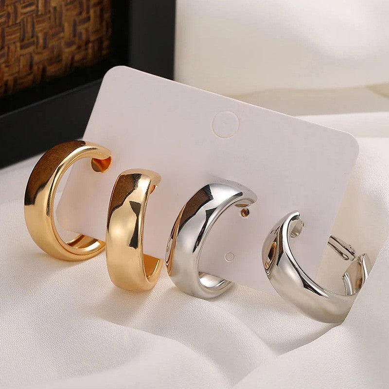 Gold & Silver Plated Contemporary Hoop Earrings - MySmartBazaar