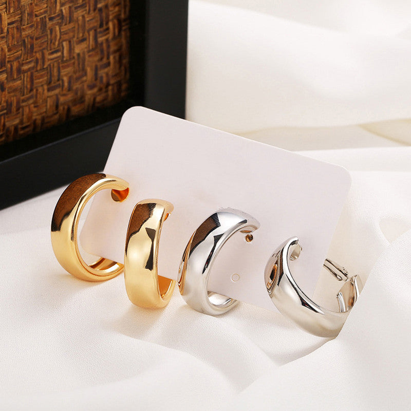 Gold & Silver Plated Contemporary Hoop Earrings - MySmartBazaar