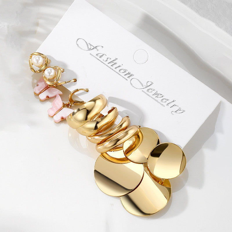 Gold Plated Gold Toned Hoop and Drop Earrings Combo of 5 For Women - MySmartBazaar