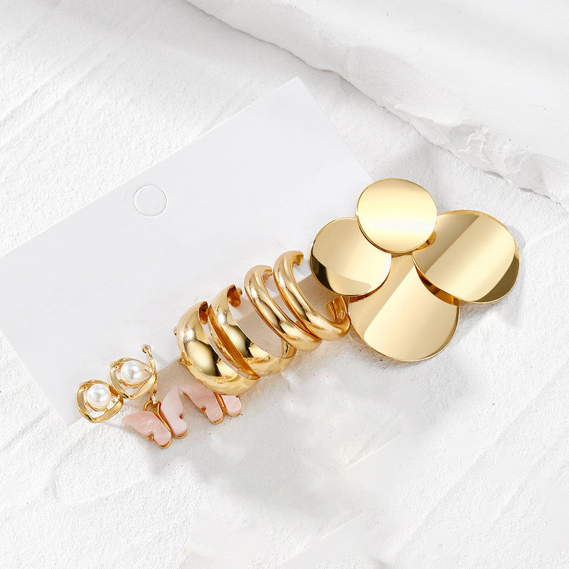 Gold Plated Gold Toned Hoop and Drop Earrings Combo of 5 For Women - MySmartBazaar