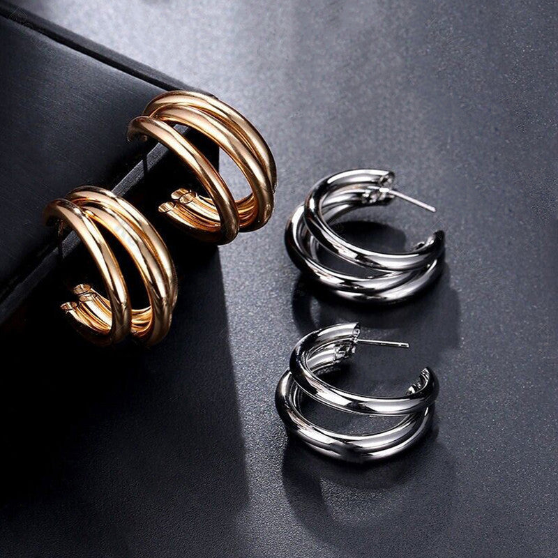 Gold & Silver Plated Contemporary Hoop Earrings - MySmartBazaar