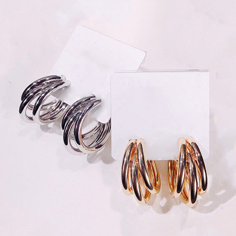 Gold & Silver Plated Contemporary Hoop Earrings - MySmartBazaar