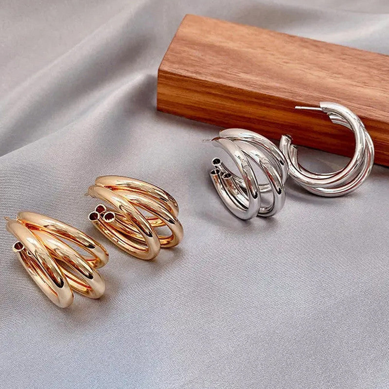 Gold & Silver Plated Contemporary Hoop Earrings - MySmartBazaar