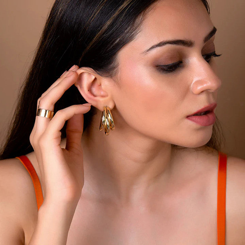 Gold & Silver Plated Contemporary Hoop Earrings - MySmartBazaar