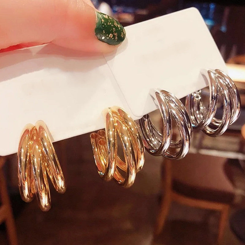 Gold & Silver Plated Contemporary Hoop Earrings - MySmartBazaar