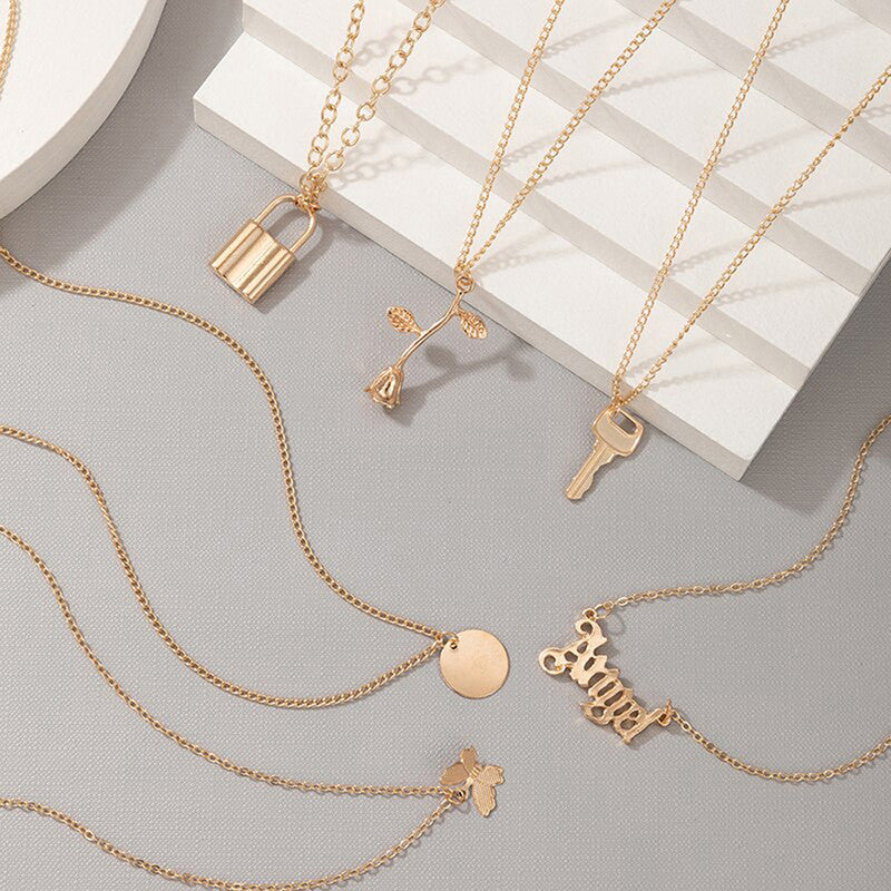 Gold Plated Butterfly inspired Set of 6 Layered Necklace For Women - MySmartBazaar
