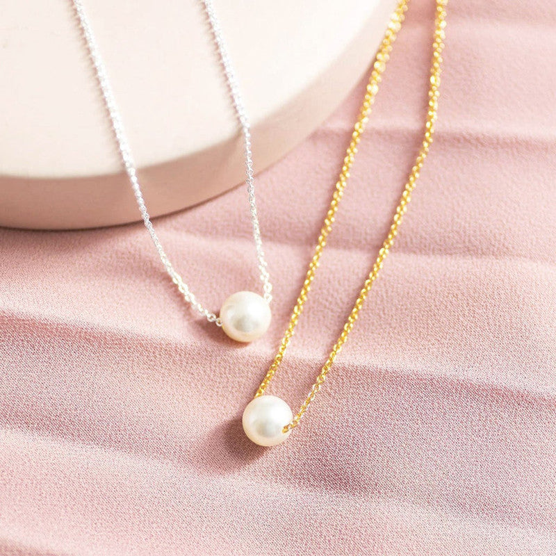 White Gold & Silver Plated Pearl Studded Necklace For Women - MySmartBazaar