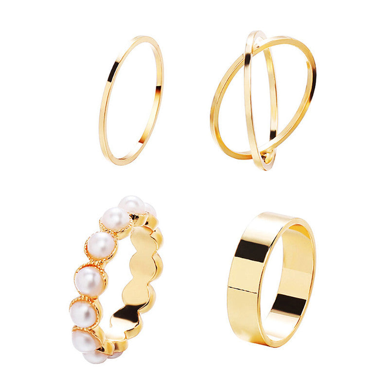 Gold Plated Stackable Rings Set of 4 For Women - MySmartBazaar