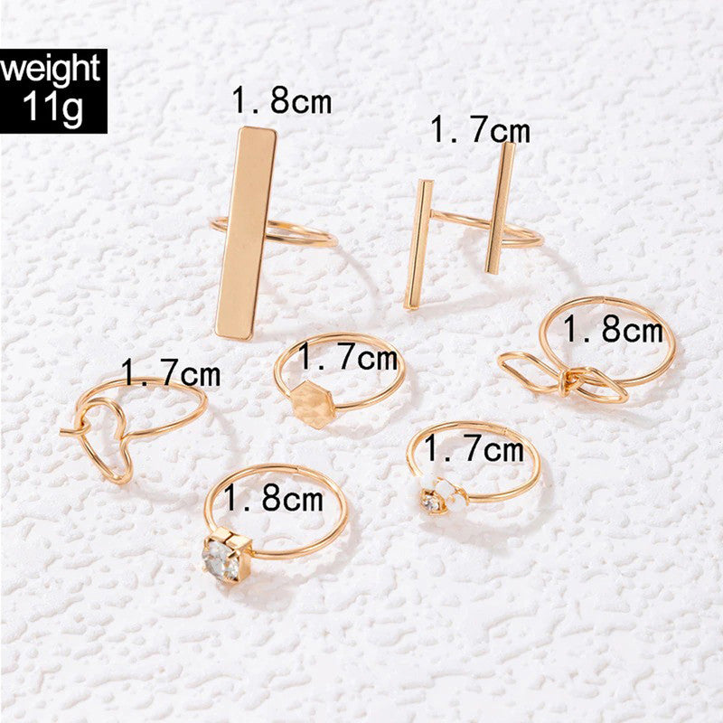 Gold Plated Contemporary Stackable Rings Set of 7 - MySmartBazaar