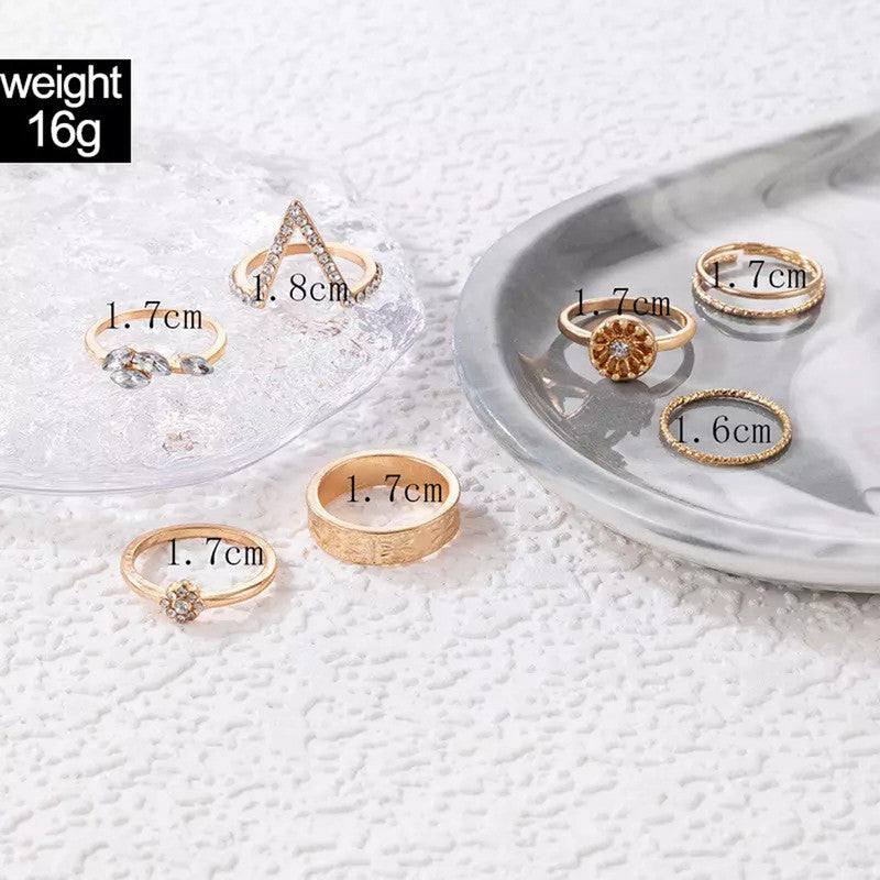 Gold Plated Contemporary Stackable Rings Set of 7 - MySmartBazaar