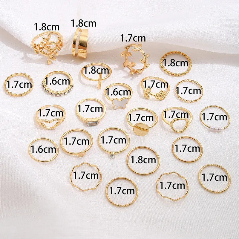 Gold Plated Stone Studded Finger Ring (Set Of 24) - MySmartBazaar