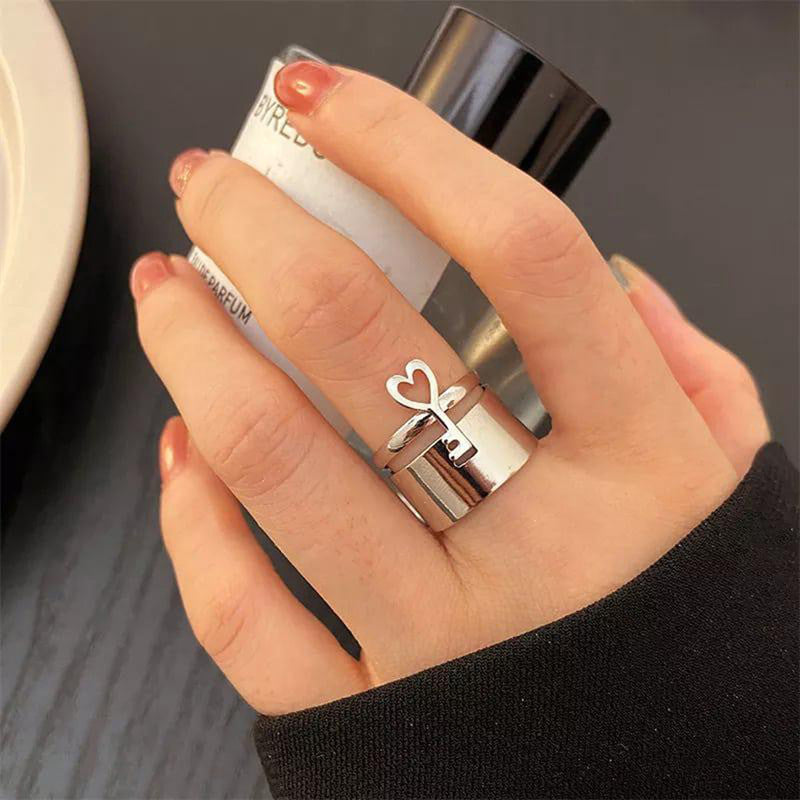 Silver-Plated Key-Themed Rings Pack of 2 For Women - MySmartBazaar