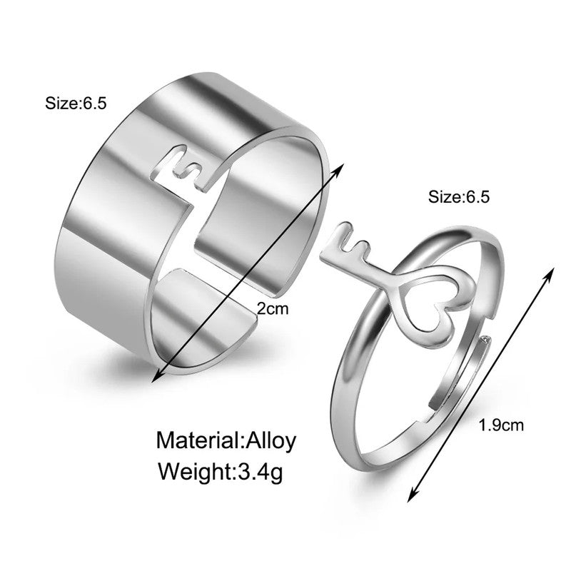 Silver-Plated Key-Themed Rings Pack of 2 For Women - MySmartBazaar