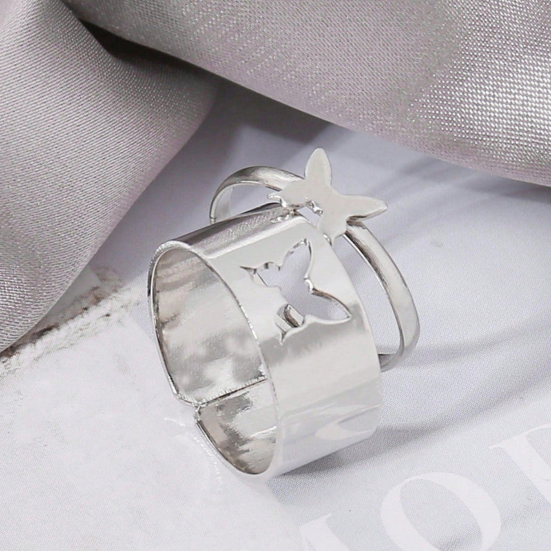 Silver-Plated Butterfly-Themed Rings Pack of 2 For Women - MySmartBazaar