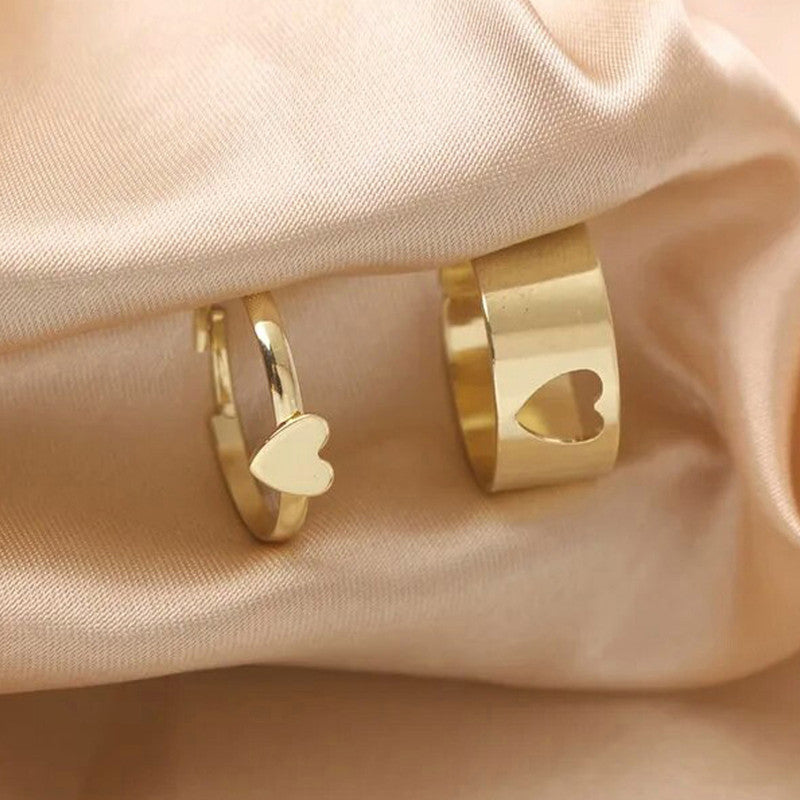 Gold-Plated Heart-Themed Rings Pack of 2 For Women - MySmartBazaar
