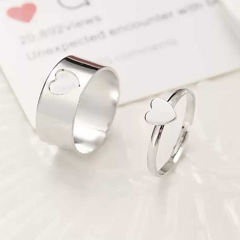 Silver-Plated Heart-Themed Rings Pack of 2 For Women - MySmartBazaar
