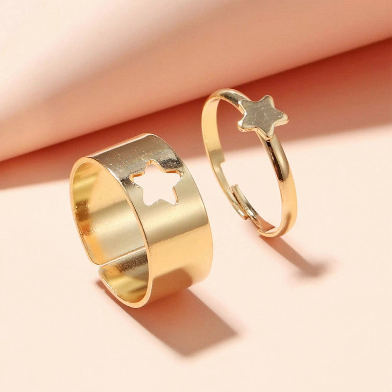 Gold-Plated Star-Themed Rings Pack of 2 For Women - MySmartBazaar