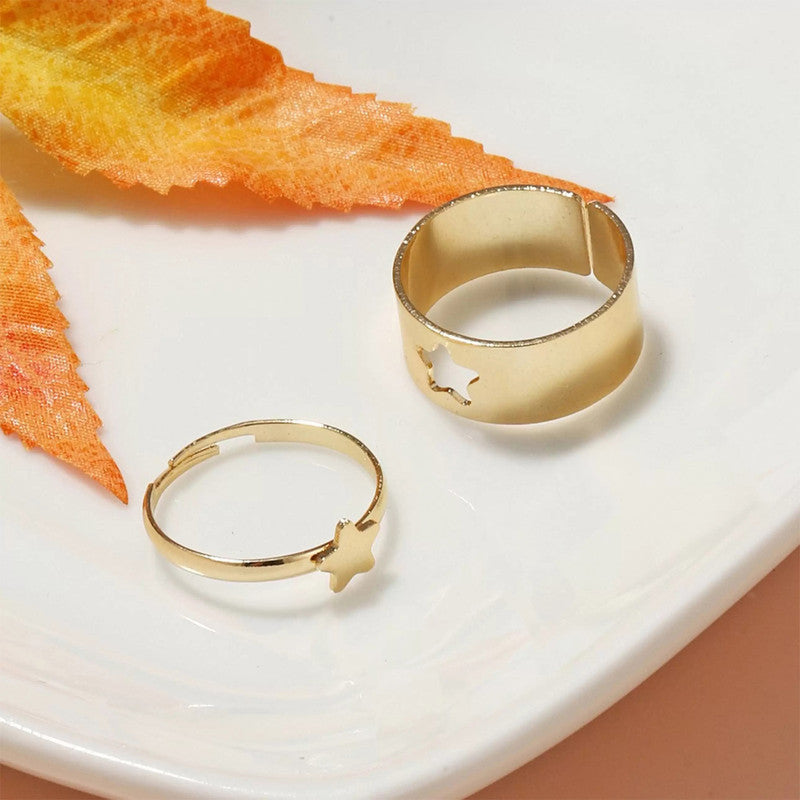 Gold-Plated Star-Themed Rings Pack of 2 For Women - MySmartBazaar