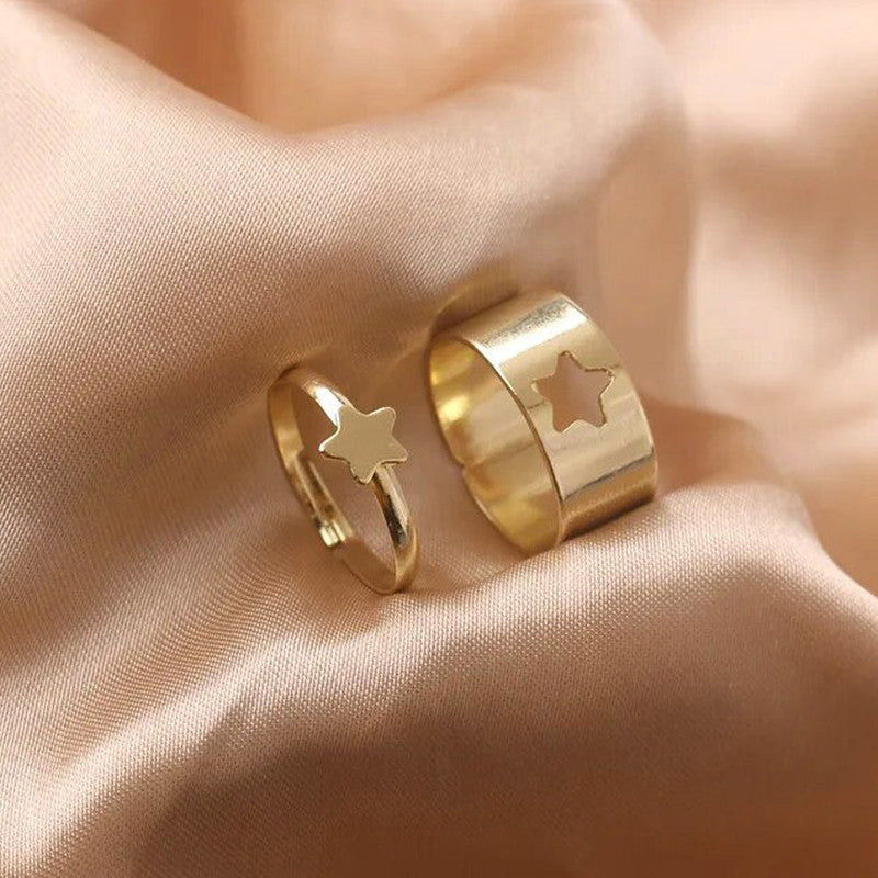 Gold-Plated Star-Themed Rings Pack of 2 For Women - MySmartBazaar