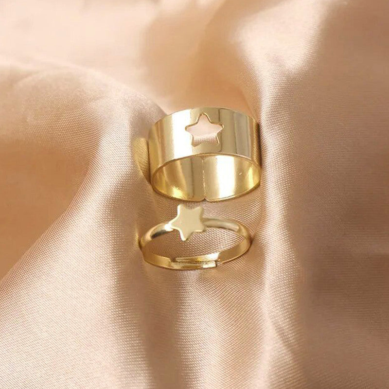 Gold-Plated Star-Themed Rings Pack of 2 For Women - MySmartBazaar