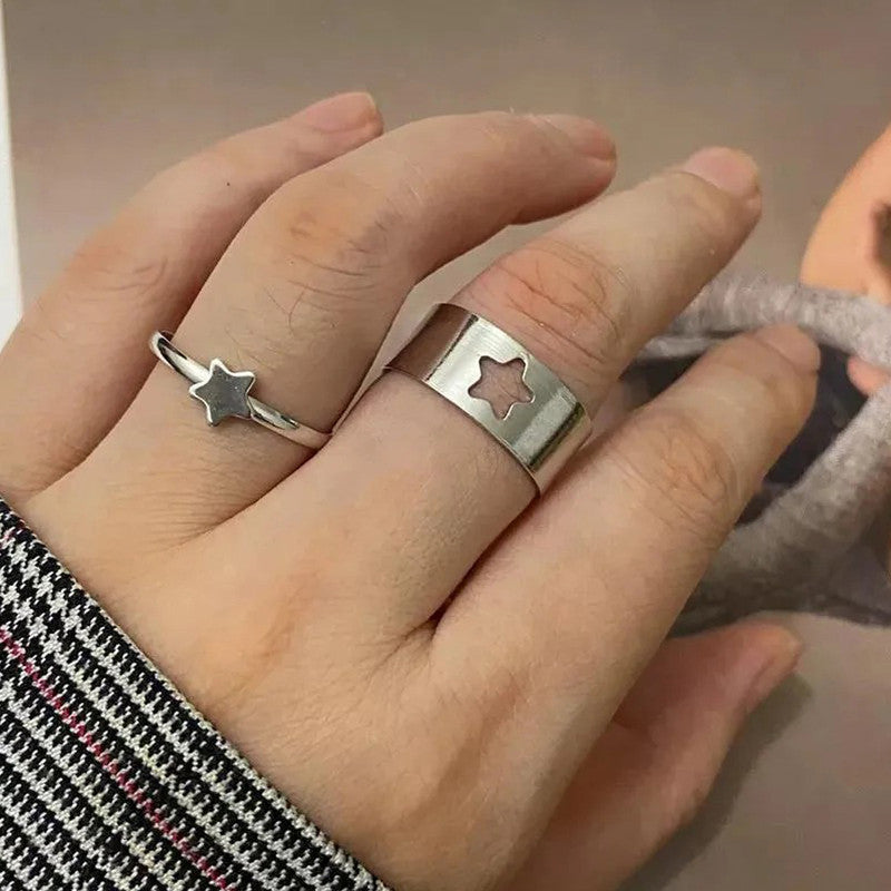 Silver-Plated Star-Themed Rings Pack of 2 For Women - MySmartBazaar