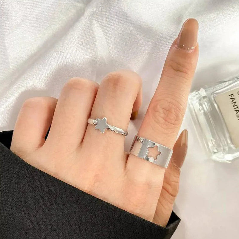 Silver-Plated Star-Themed Rings Pack of 2 For Women - MySmartBazaar