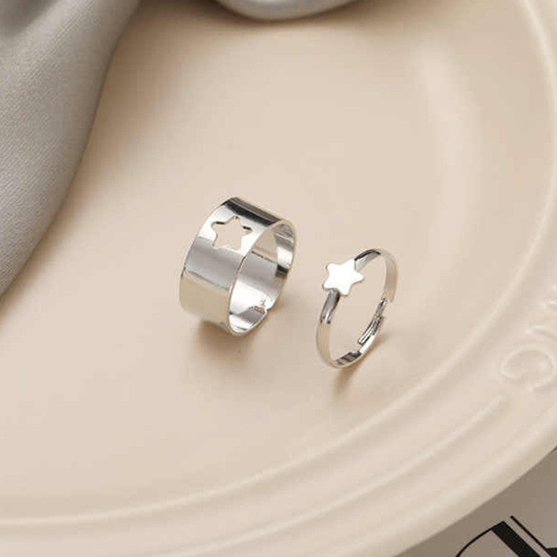 Silver-Plated Star-Themed Rings Pack of 2 For Women - MySmartBazaar