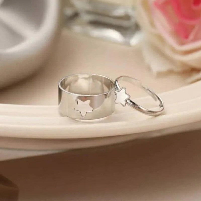 Silver-Plated Star-Themed Rings Pack of 2 For Women - MySmartBazaar