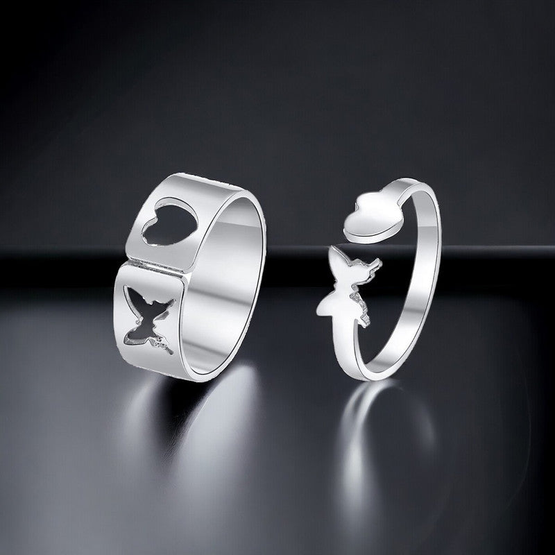 Silver-Plated Butterfly-Themed Rings Pack of 2 For Women - MySmartBazaar
