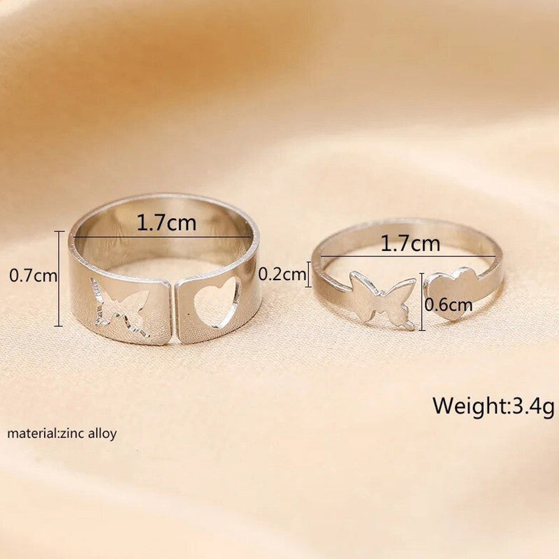 Silver-Plated Butterfly-Themed Rings Pack of 2 For Women - MySmartBazaar