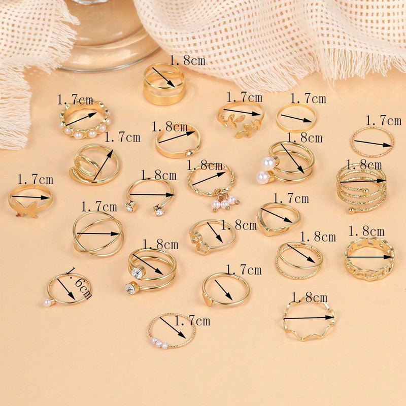 Gold Plated Stackable Rings (Pack of 22) - MySmartBazaar
