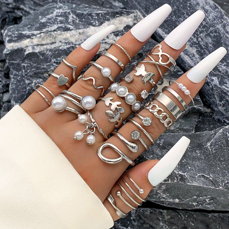 Silver Plated Stackable Rings (Pack of 22) - MySmartBazaar